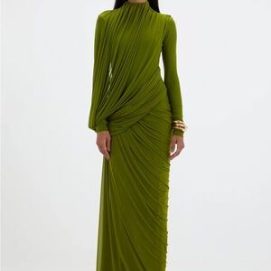 Chic Olive Long Sleeve Women's Dress